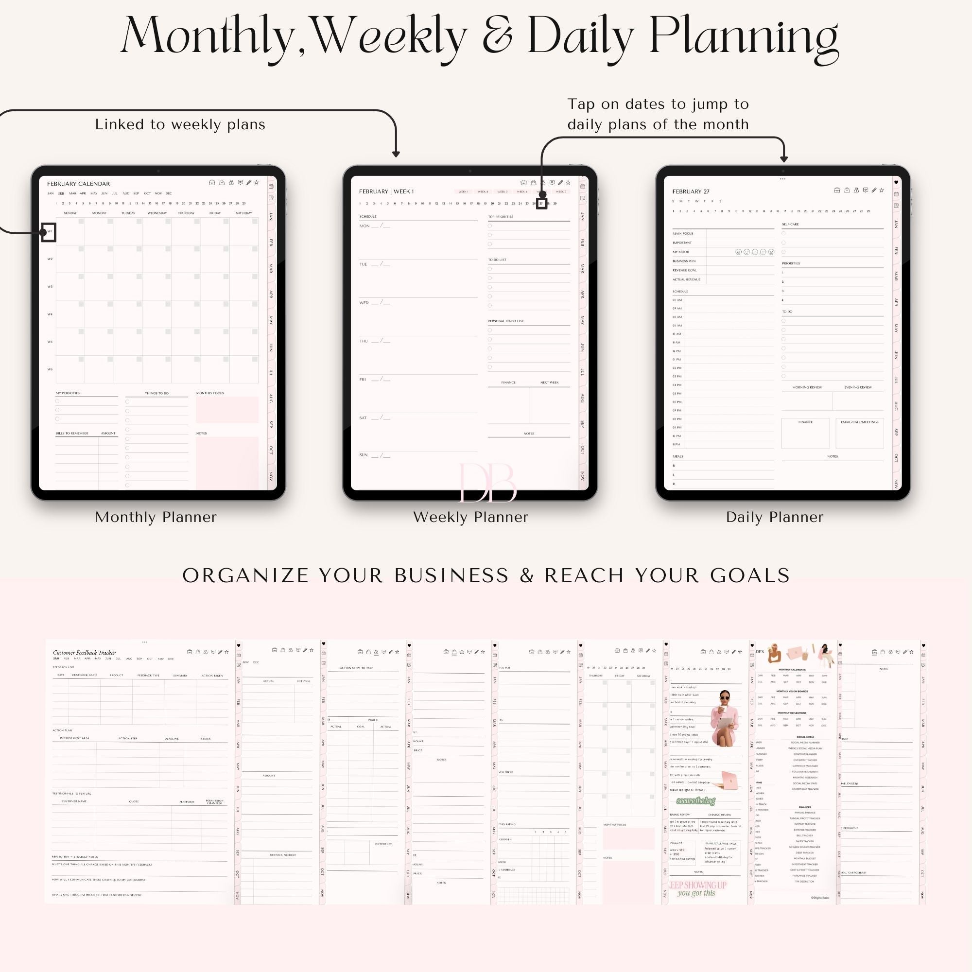 Rich Girl Business Planner – Digital Planner for Women Entrepreneurs, Boss Babe Planner, GoodNotes & iPad Compatible