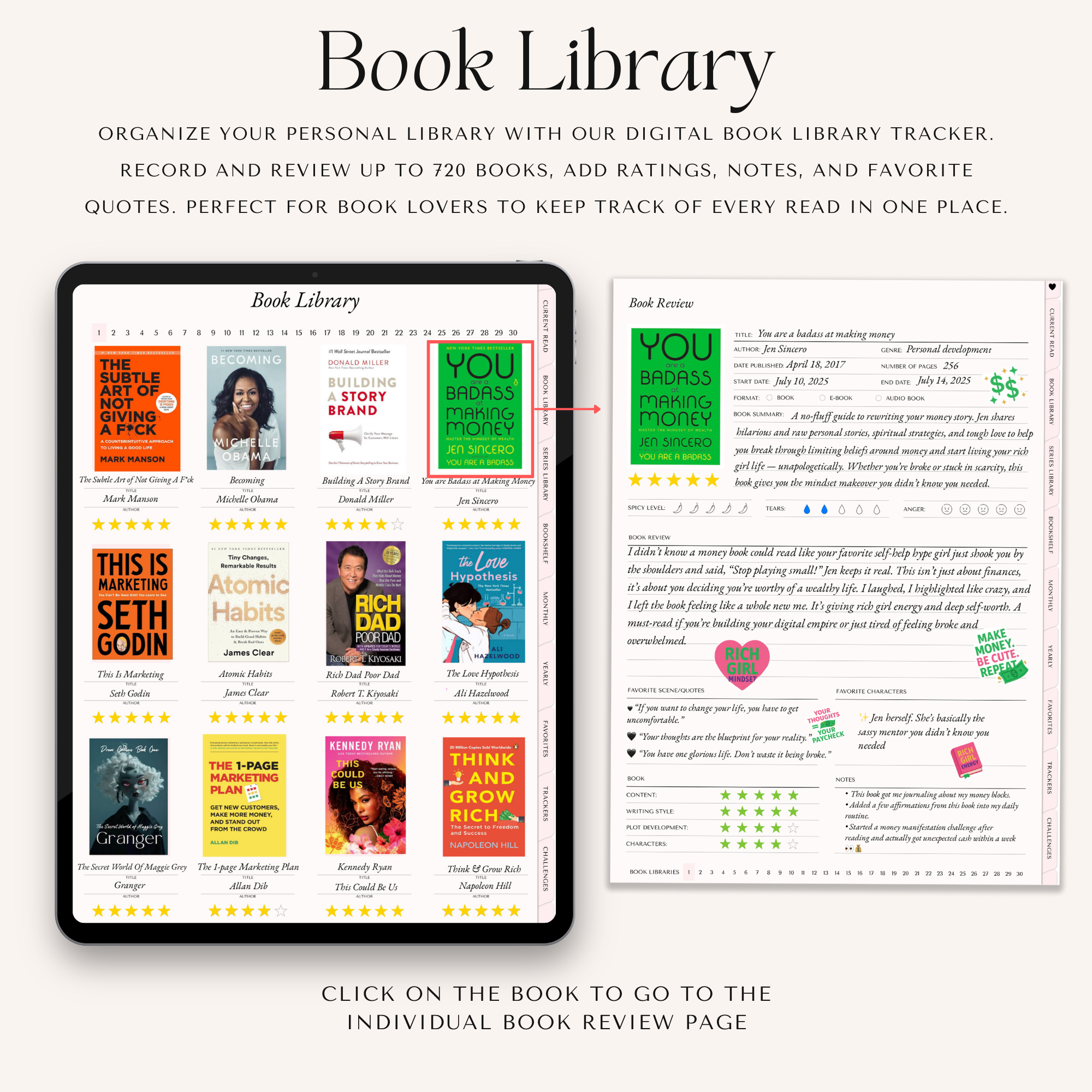 Digital Reading Journal | Book Tracker, Reading Log & Planner for GoodNotes, Notability & iPad