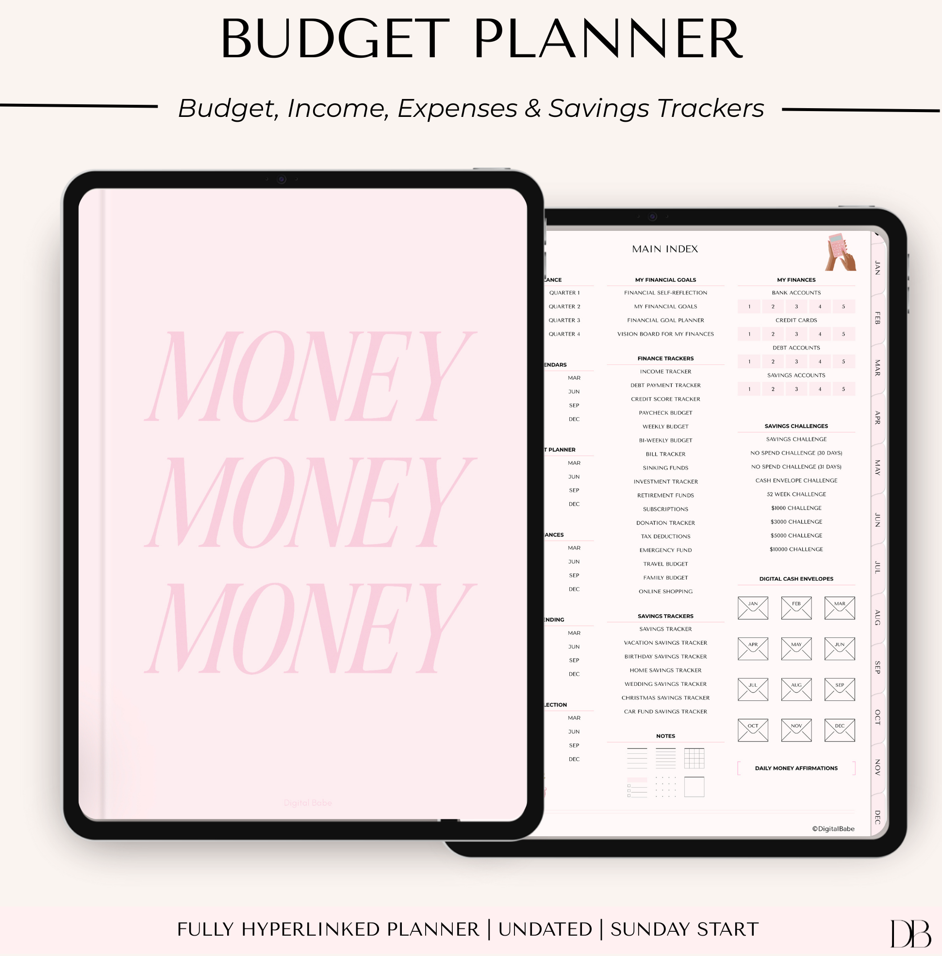 Budget planner pink money money money cover